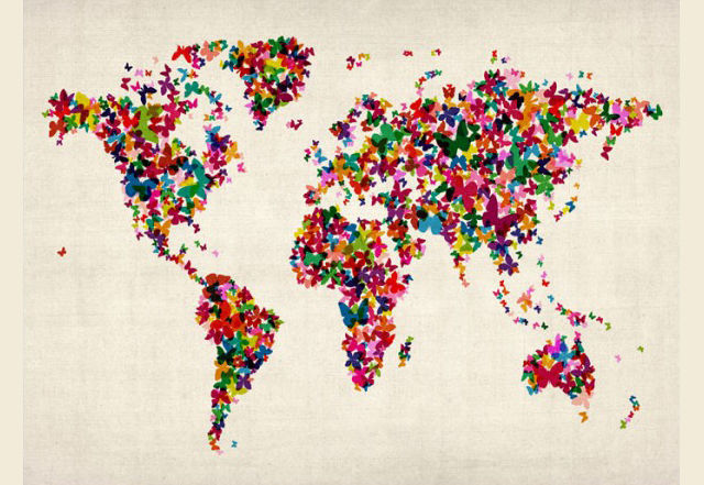 Carte du monde papillons