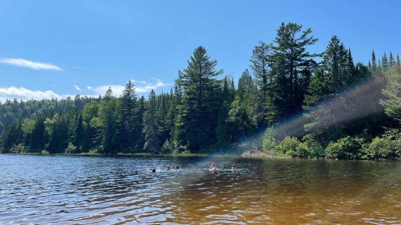 personnes se baignant dans un lac 